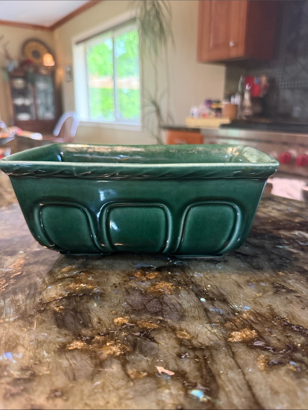 Hull Green Glaze Paneled Planter F469